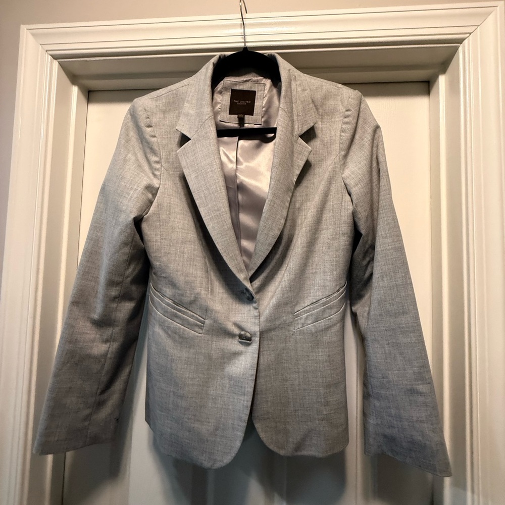 The Limited Light Gray Blazer Tailored Business Style